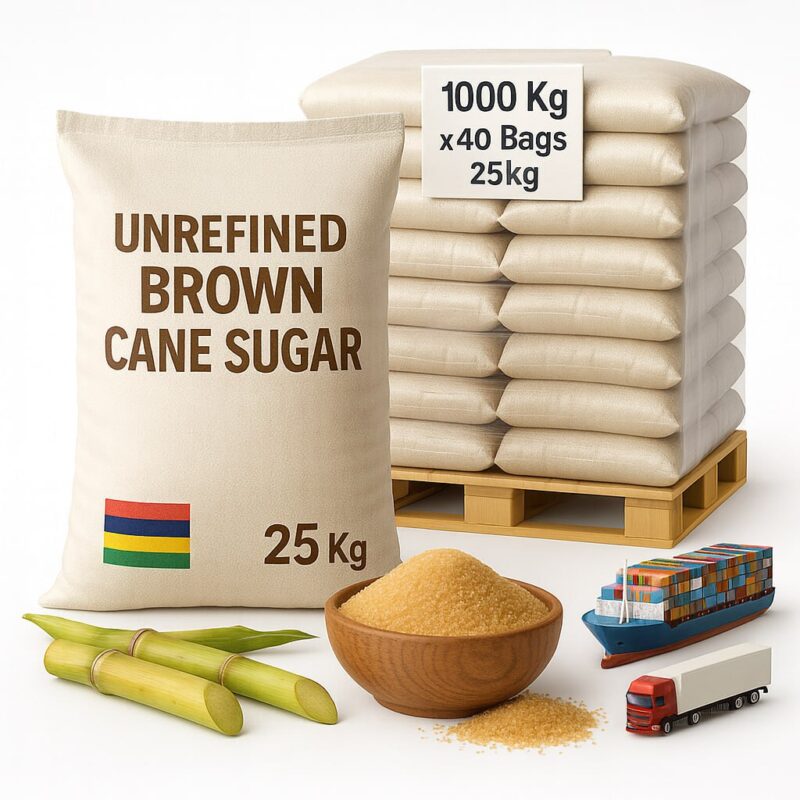 Unrefined brown cane sugar, bag 25 kg